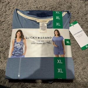 NEW: Lucky Brand Blue Pajama Set - Tee, Tank, and Shorts